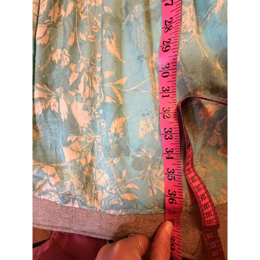 Peruvian Connection White Lotus Aqua Floral Fit & Flare Dress Small Pockets - Picture 14 of 14